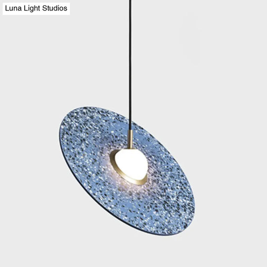 Minimalist Terrazzo Disc Suspension Ceiling Pendant Light Blue