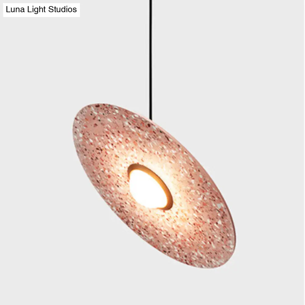 Minimalist Terrazzo Disc Suspension Ceiling Pendant Light Pink