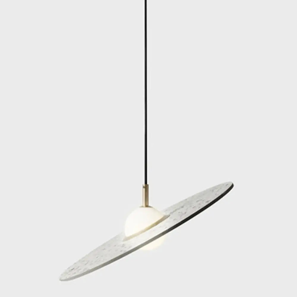 Terrazzo Disc Single-Bulb Pendant Light: Minimalistic Ceiling Suspension For Table White