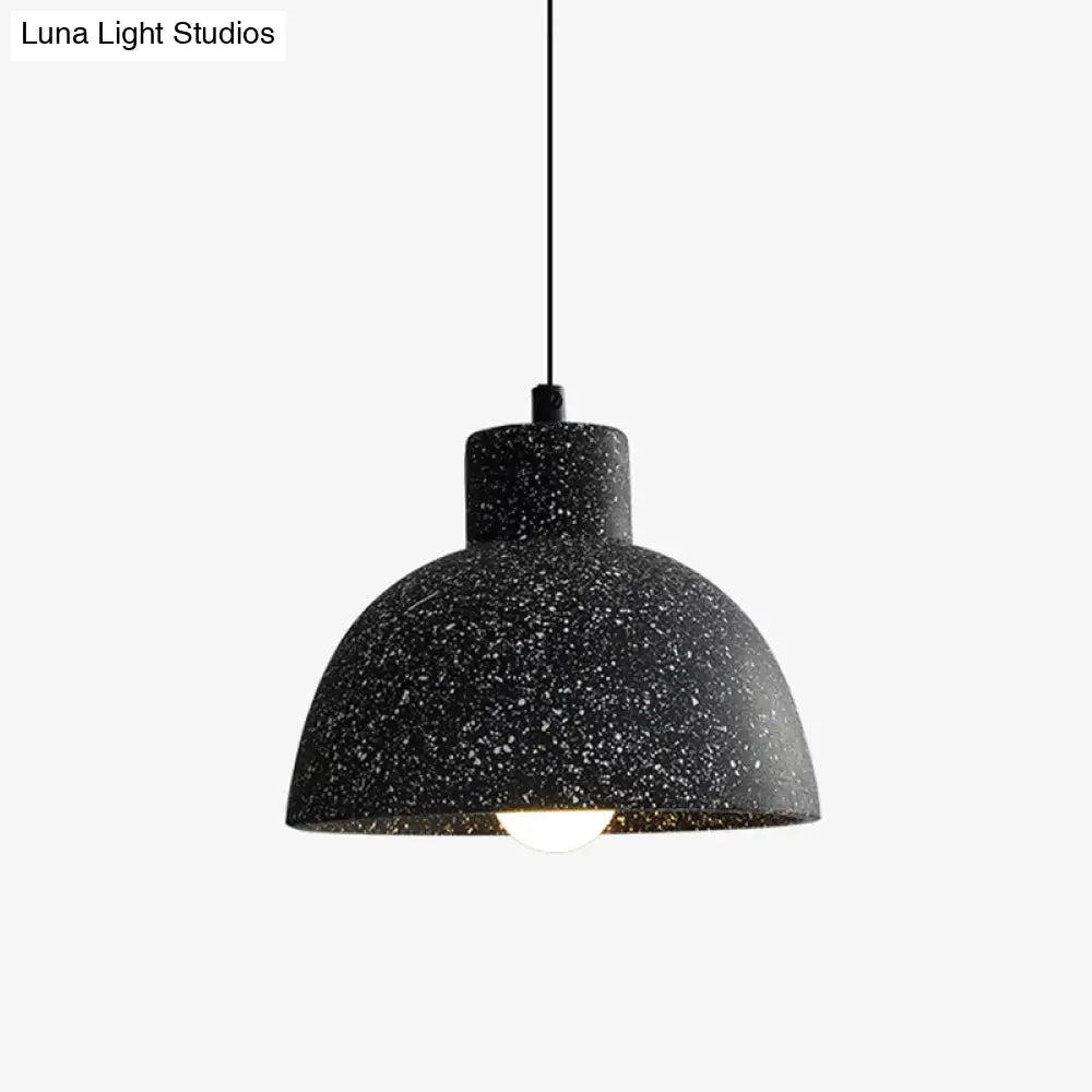 Minimalist Geometric Terrazzo Pendant Light For Dining Room Grey / Dome