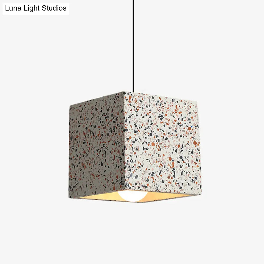 Minimalist Geometric Terrazzo Pendant Light For Dining Room Grey /