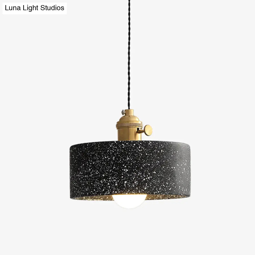 Minimalist Geometric Terrazzo Pendant Light For Dining Room Grey / Drum