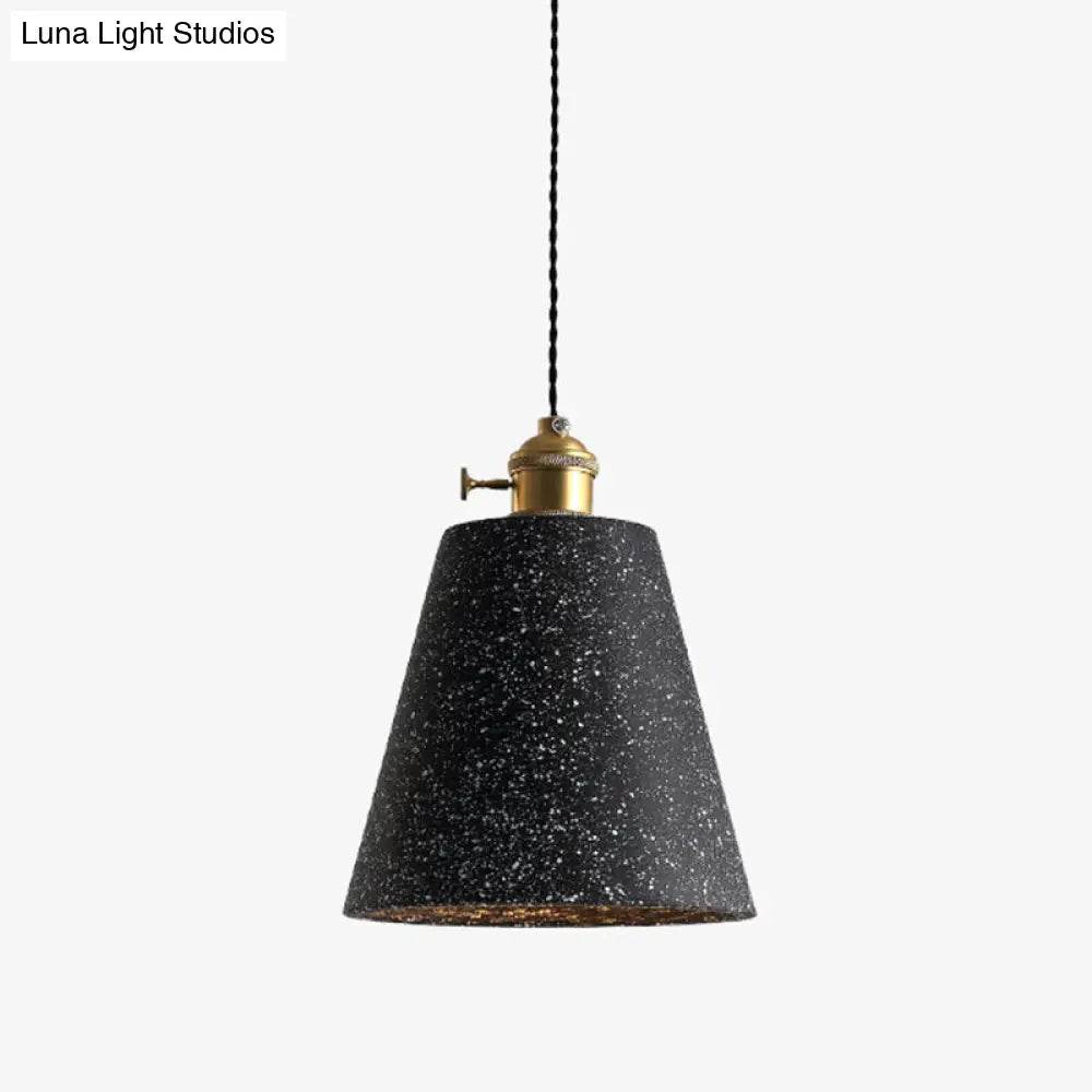 Minimalist Geometric Terrazzo Pendant Light For Dining Room Grey / Long Cone