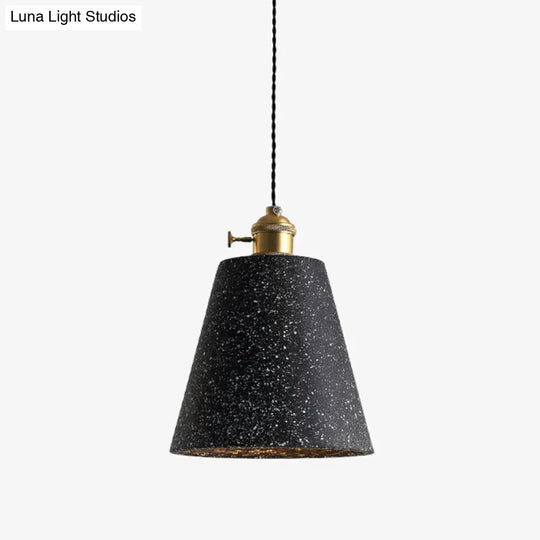 Minimalist Geometric Terrazzo Pendant Light For Dining Room Grey / Long Cone