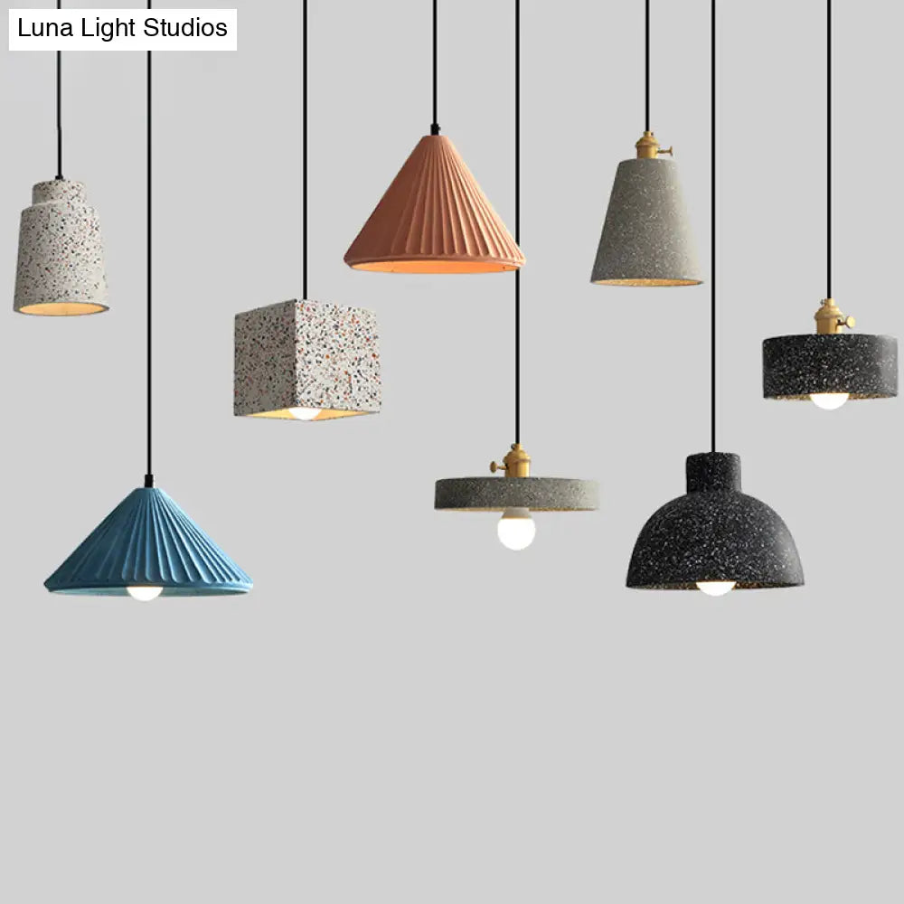 Terrazzo Geometric Pendant Light For Dining Room - Minimalistic 1-Light Suspension