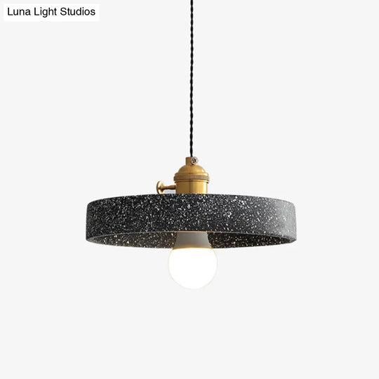 Minimalist Geometric Terrazzo Pendant Light For Dining Room Grey / Round