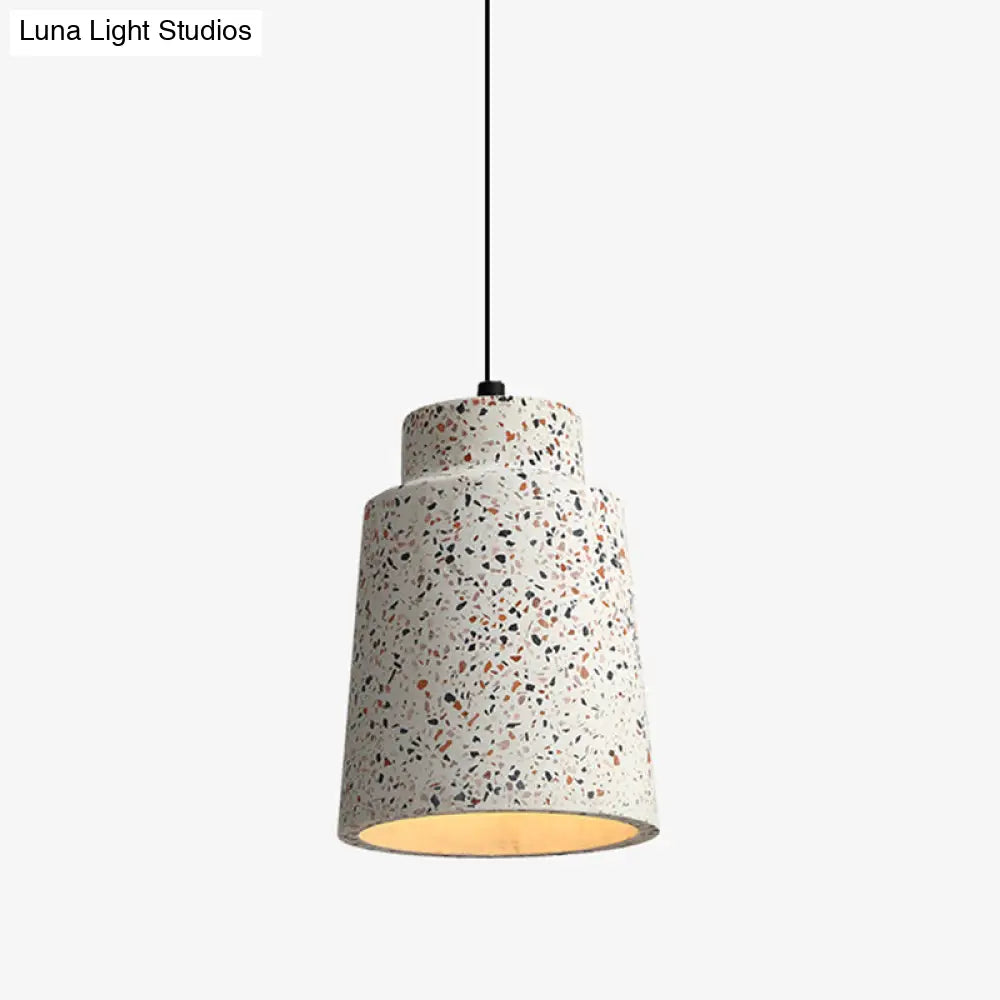 Minimalist Geometric Terrazzo Pendant Light For Dining Room Grey / Long Column