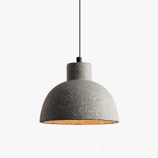 Terrazzo Geometric Pendant Light For Dining Room - Minimalistic 1-Light Suspension Gray / Dome