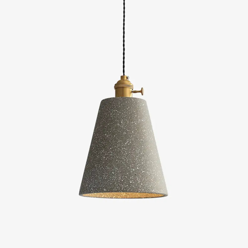 Terrazzo Geometric Pendant Light For Dining Room - Minimalistic 1-Light Suspension Gray / Long Cone