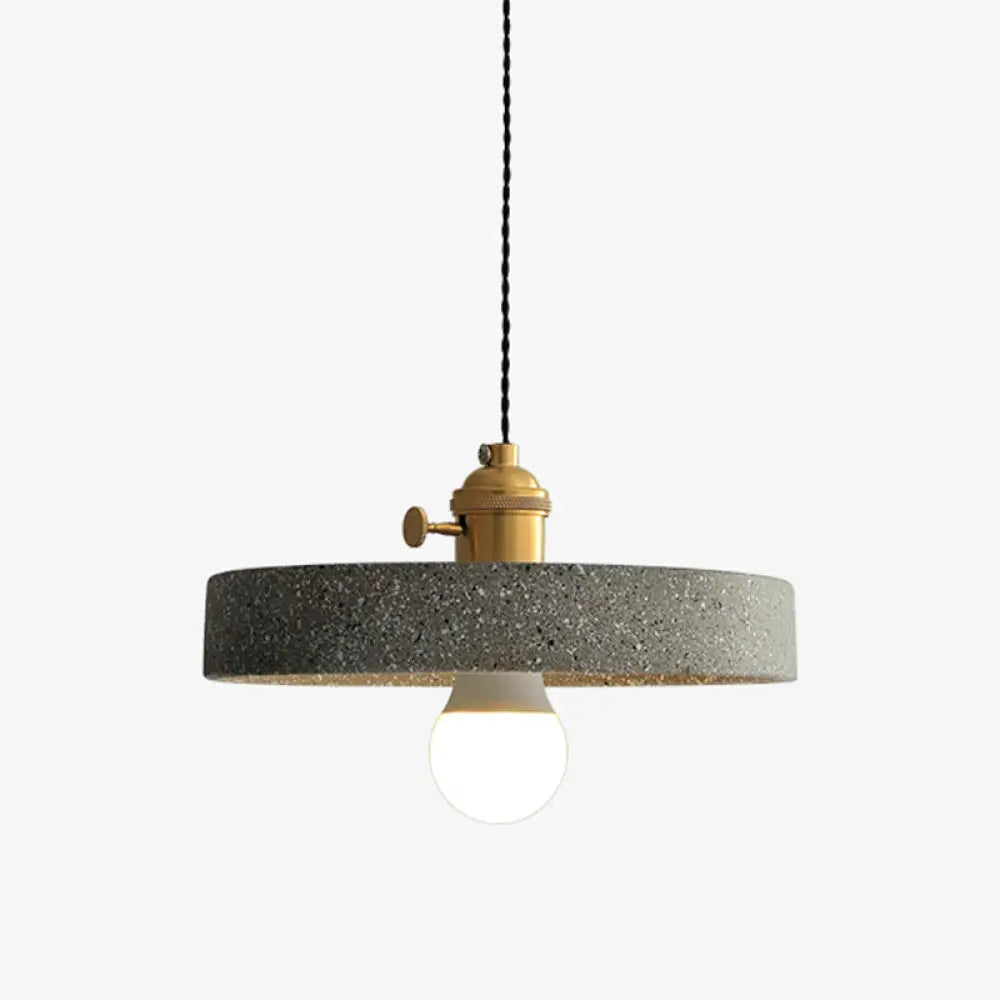 Terrazzo Geometric Pendant Light For Dining Room - Minimalistic 1-Light Suspension Gray / Round