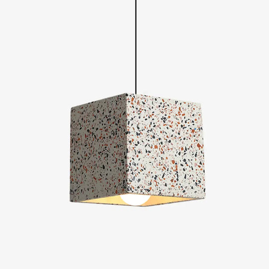 Terrazzo Geometric Pendant Light For Dining Room - Minimalistic 1-Light Suspension Grey /