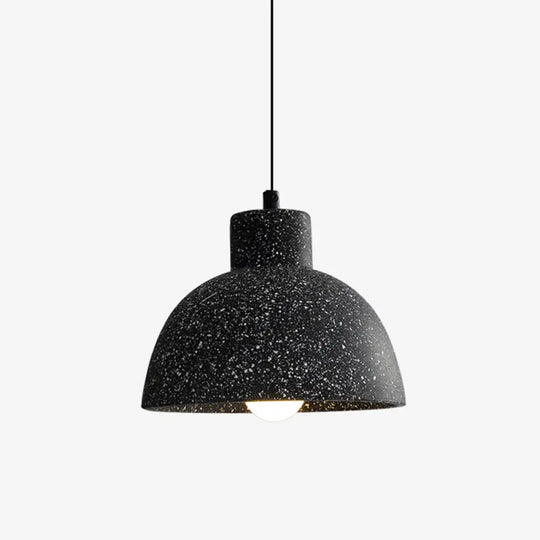 Terrazzo Geometric Pendant Light For Dining Room - Minimalistic 1-Light Suspension Grey / Dome