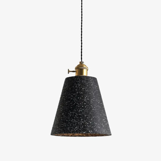 Terrazzo Geometric Pendant Light For Dining Room - Minimalistic 1-Light Suspension Grey / Long Cone