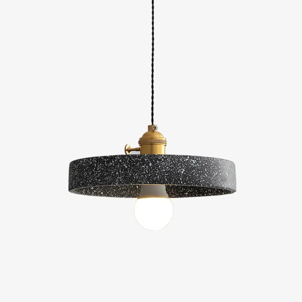 Terrazzo Geometric Pendant Light For Dining Room - Minimalistic 1-Light Suspension Grey / Round