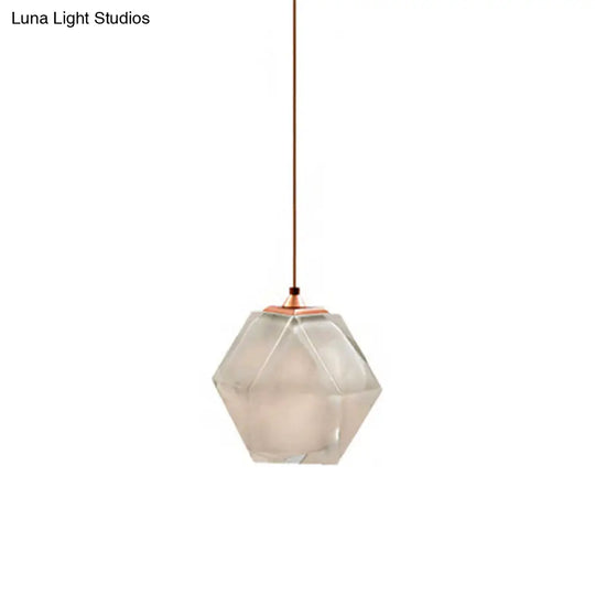 Modern Diamond Suspension Pendant Lamp With Textured White/Amber/Smoke Glass Led Hanging Light