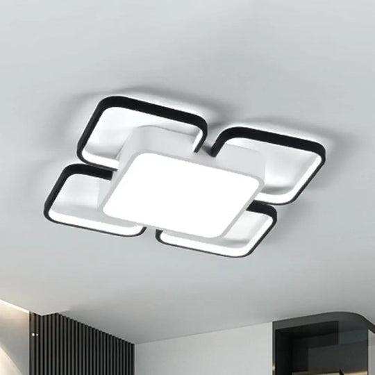 Thin Black Led Flush Mount Ceiling Light For Living Room With Acrylic Simplicity Design / 19.5’ Warm