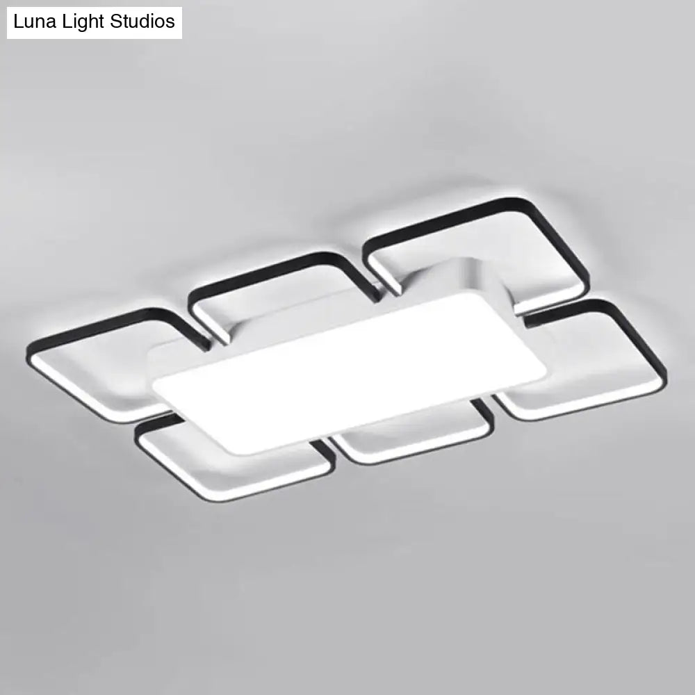 Thin Black Led Flush Mount Ceiling Light For Living Room With Acrylic Simplicity Design