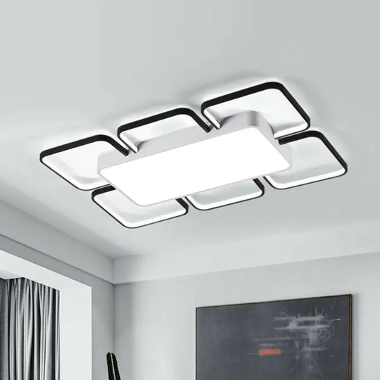 Thin Black Led Flush Mount Ceiling Light For Living Room With Acrylic Simplicity Design / 25’ Warm