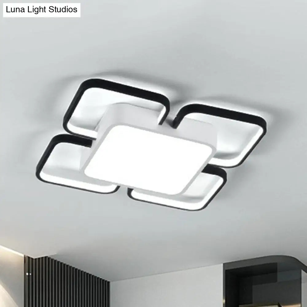 Thin Black Led Flush Mount Ceiling Light For Living Room With Acrylic Simplicity Design / 19.5 Warm