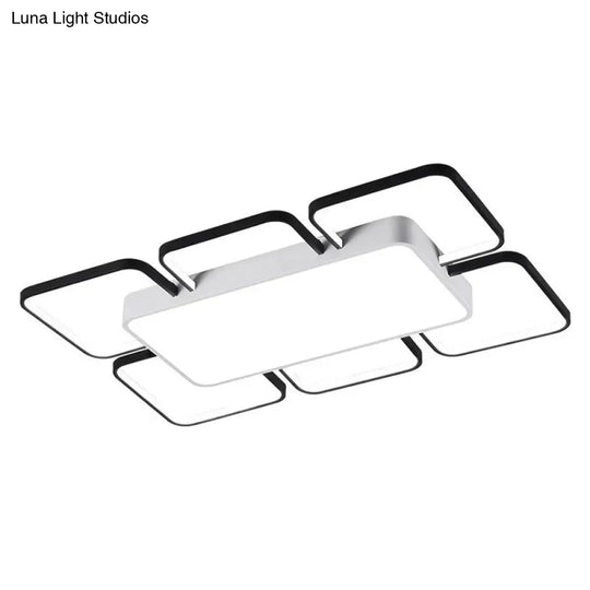 Thin Black Led Flush Mount Ceiling Light For Living Room With Acrylic Simplicity Design