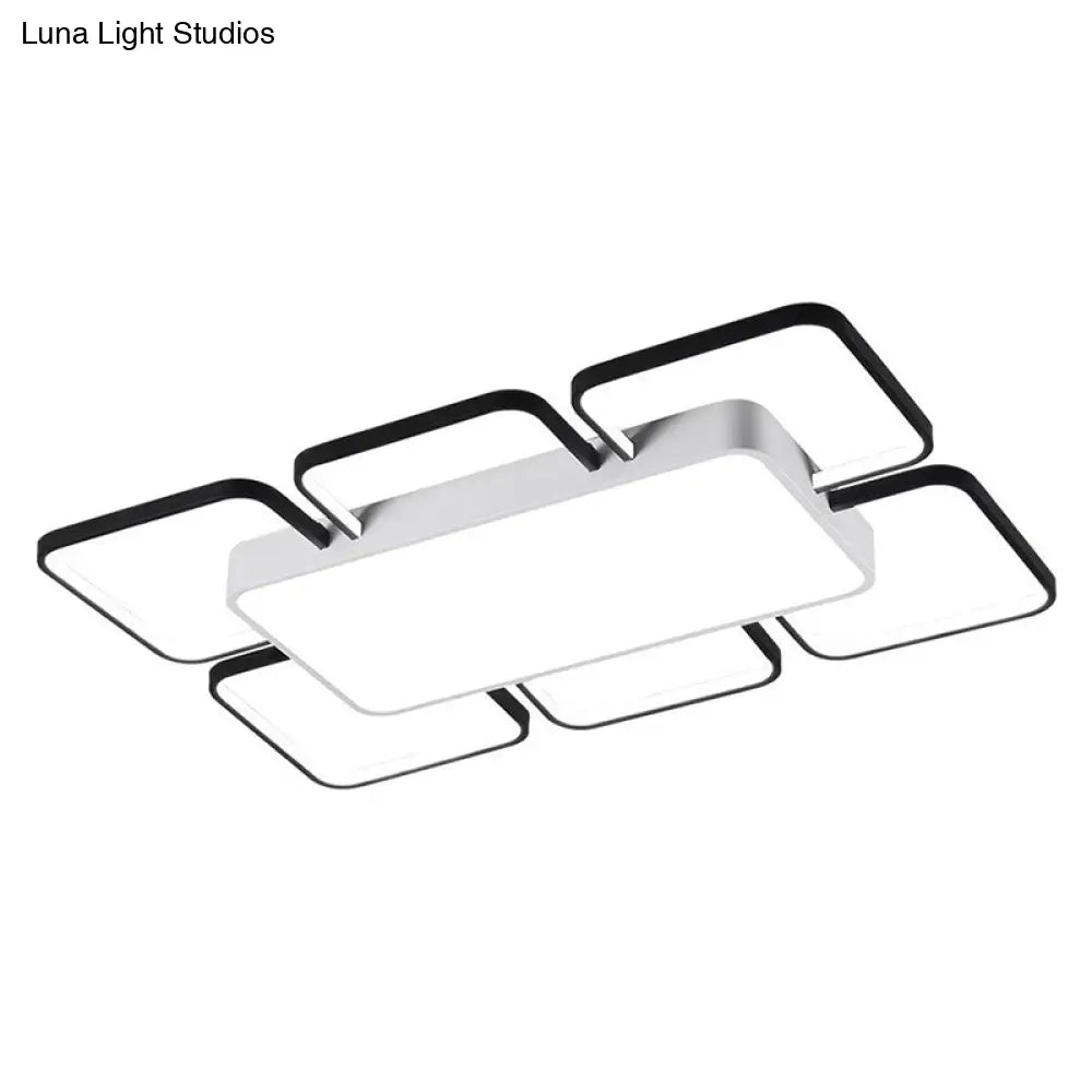 Thin Black Led Flush Mount Ceiling Light For Living Room With Acrylic Simplicity Design