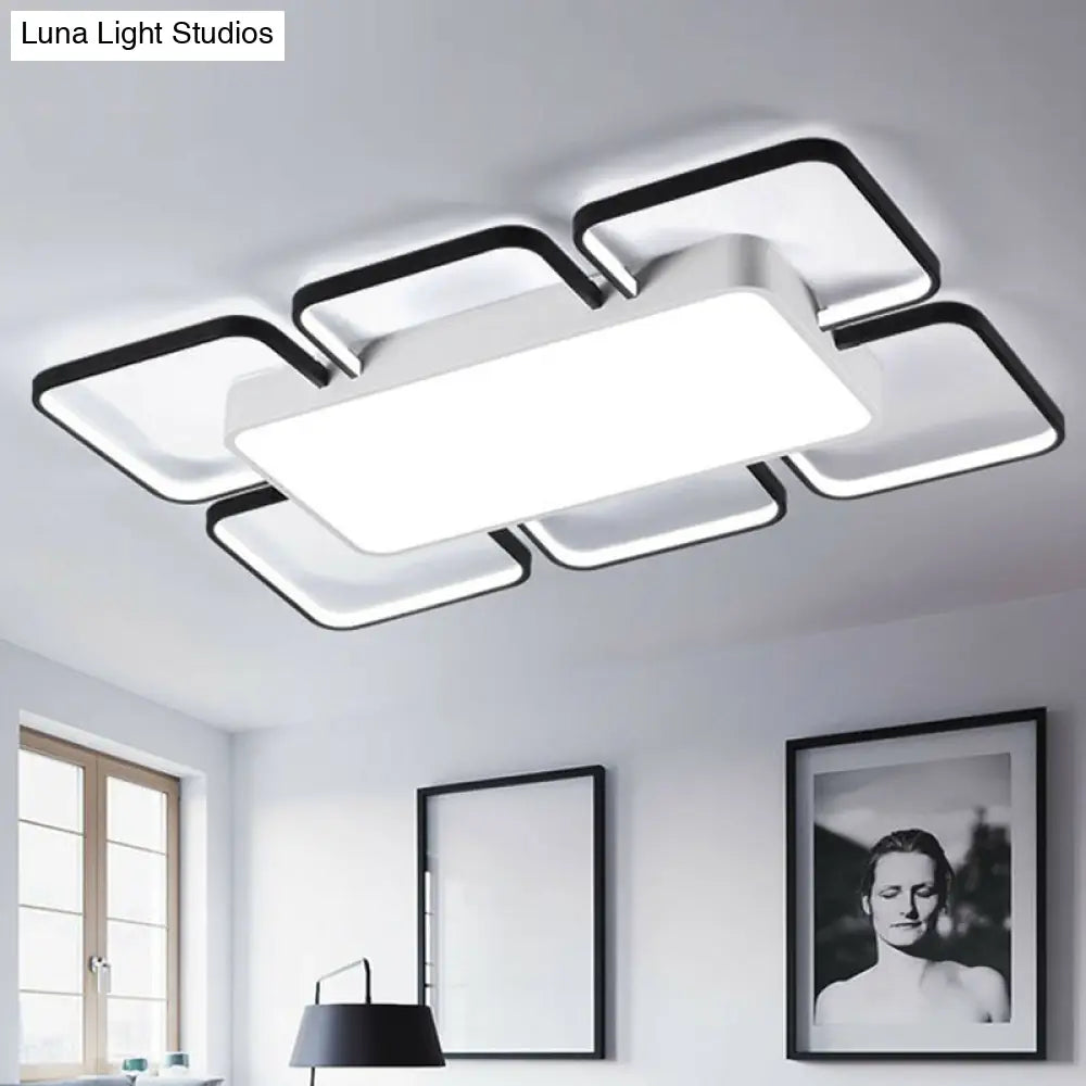 Thin Black Led Flush Mount Ceiling Light For Living Room With Acrylic Simplicity Design