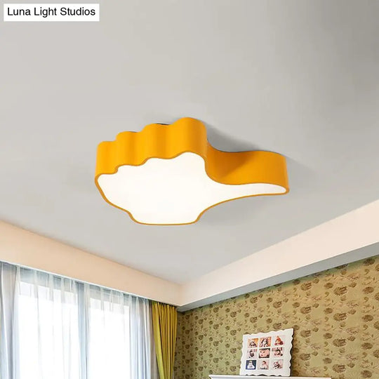 Thumbs Up Cartoon Led Flush Mount Ceiling Light Fixture In Yellow For Kids Room