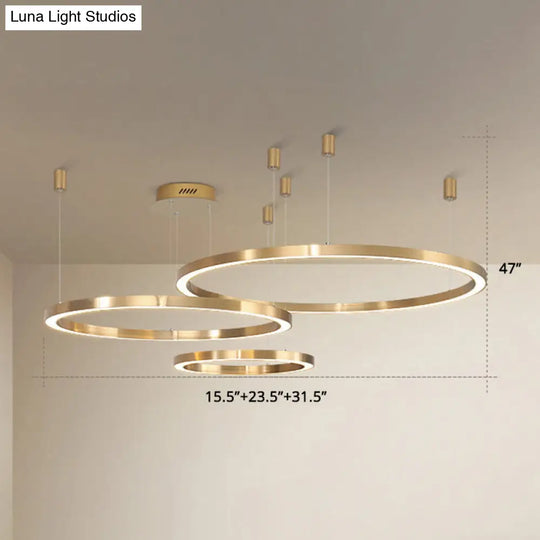 Modern Gold Acrylic Tiered Ring Led Chandelier For Living Room / 31.5 White