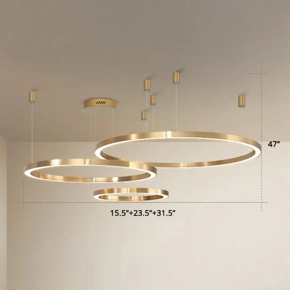 Tiered Acrylic Led Ceiling Lighting Fixture In Modern Gold Chandelier Design For Living Room /