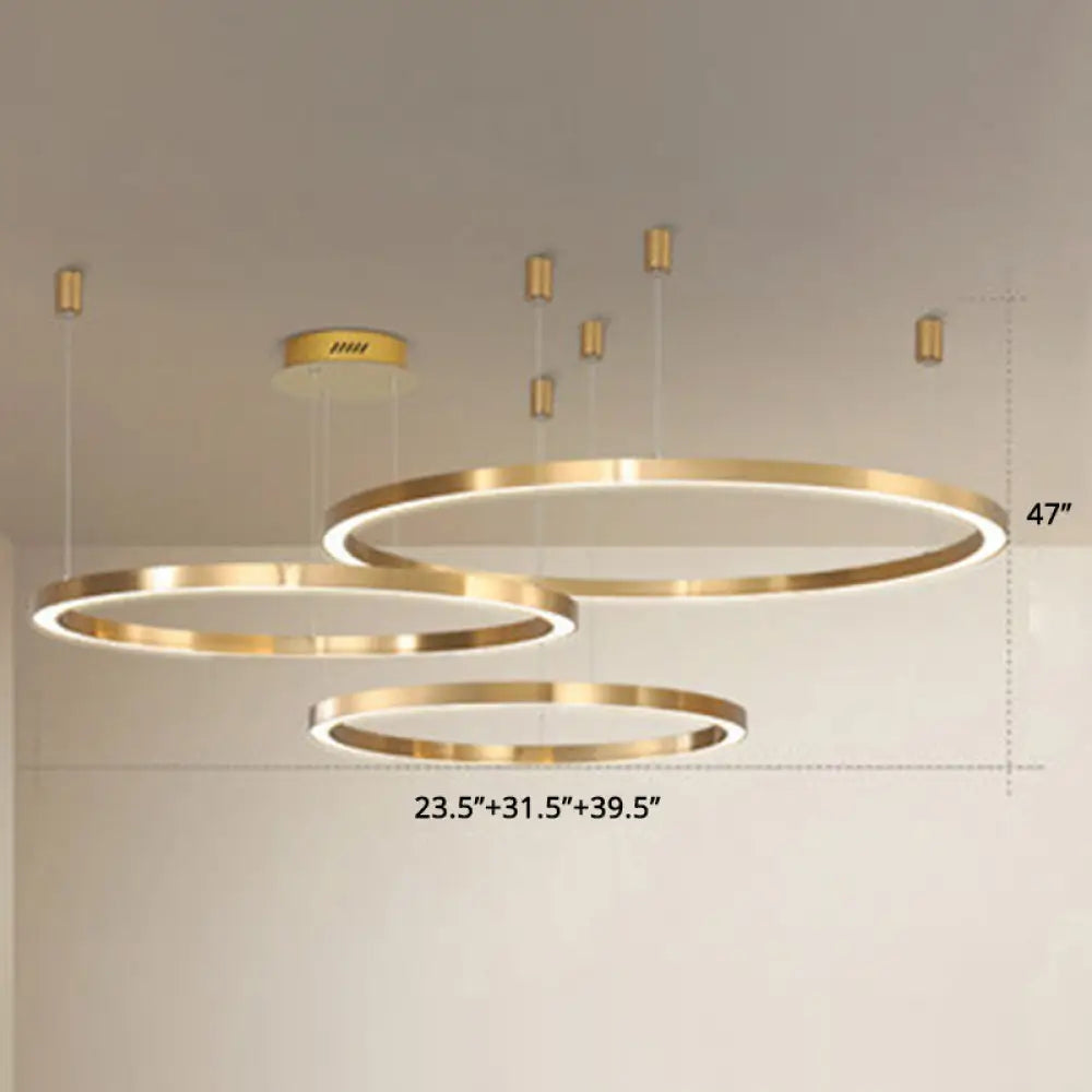 Tiered Acrylic Led Ceiling Lighting Fixture In Modern Gold Chandelier Design For Living Room /