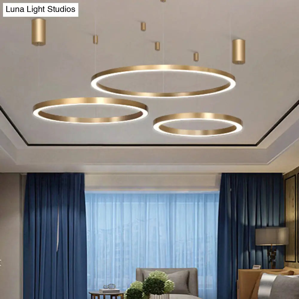 Tiered Acrylic Led Ceiling Lighting Fixture In Modern Gold Chandelier Design For Living Room