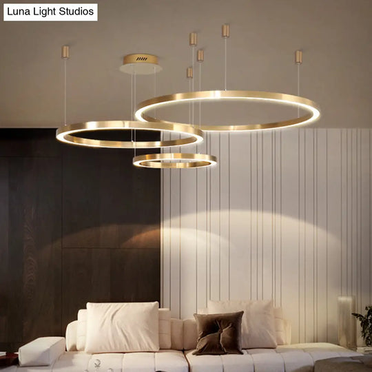 Tiered Acrylic Led Ceiling Lighting Fixture In Modern Gold Chandelier Design For Living Room