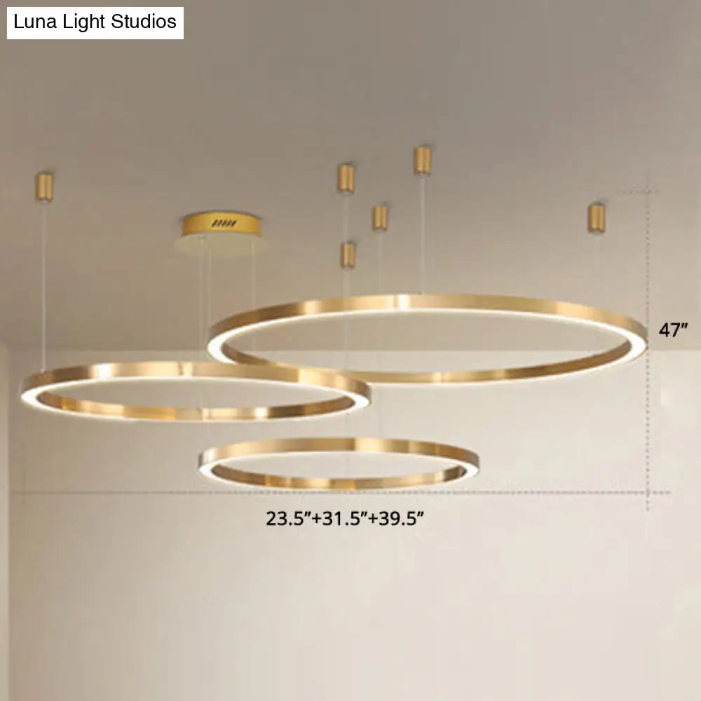 Modern Gold Acrylic Tiered Ring Led Chandelier For Living Room / 39 Warm