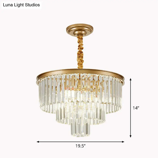 Tiered Crystal Chandelier With Six Bulbs - Perfect For Living Room Pendant Light Gold