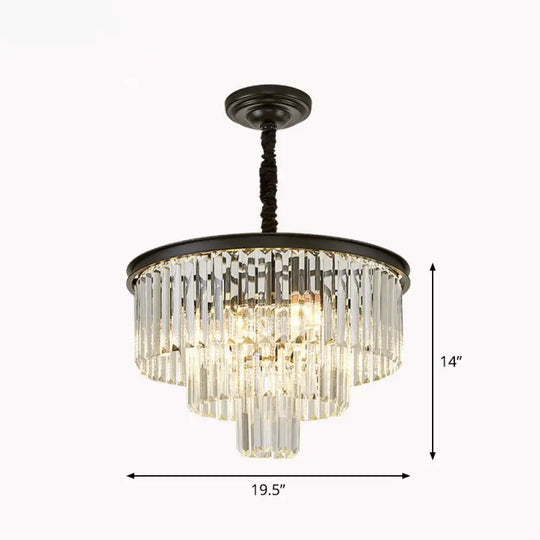 Tiered Crystal Chandelier Light Fixture - Simplicity Design 6 Bulbs Perfect For Living Room Pendant