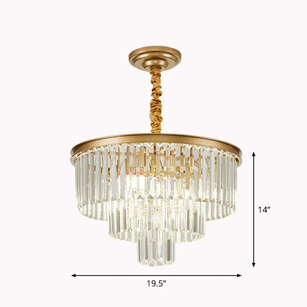 Tiered Crystal Chandelier Light Fixture - Simplicity Design 6 Bulbs Perfect For Living Room Pendant