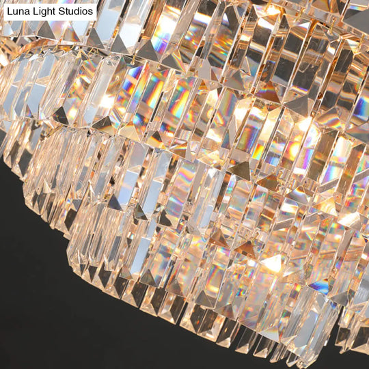 Tiered Tapered Chandelier: Modern Clear Crystal Prism Ceiling Light For Living Room