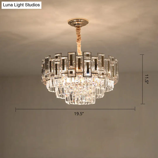 Tiered Tapered Chandelier: Modern Clear Crystal Prism Ceiling Light For Living Room