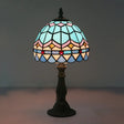 Tiffany Art Glass Night Lamp - Bowl Shaped Stained Table Lighting In Yellow/Blue Blue