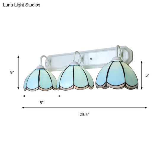 Tiffany Blue Glass Wall Sconce Light With Linear Backplate