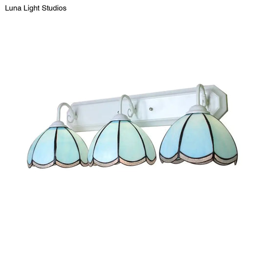 Tiffany Blue Glass Wall Sconce Light With Linear Backplate