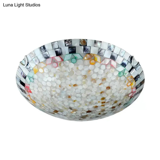 Tiffany Ceiling Light Medium Flush Mount Fixture - Decorative Mosaic Bowl Shade For Bedrooms