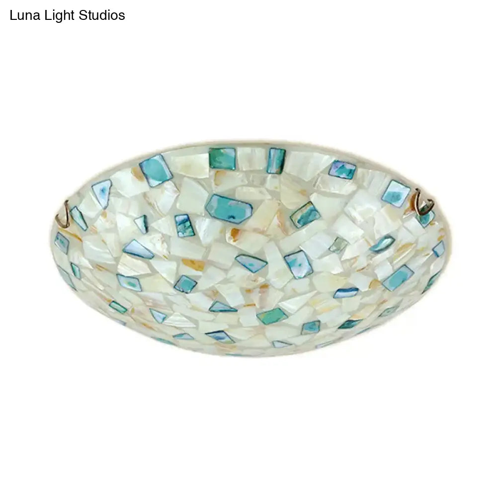 Tiffany Ceiling Light Medium Flush Mount Fixture - Decorative Mosaic Bowl Shade For Bedrooms