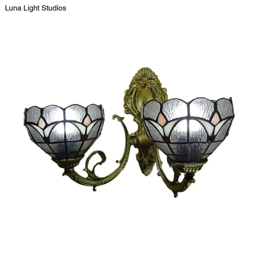 Tiffany Classic Art Glass Wall Sconce 2-Bulb Clear Lamp Ideal For Front Door Cafe Restaurant