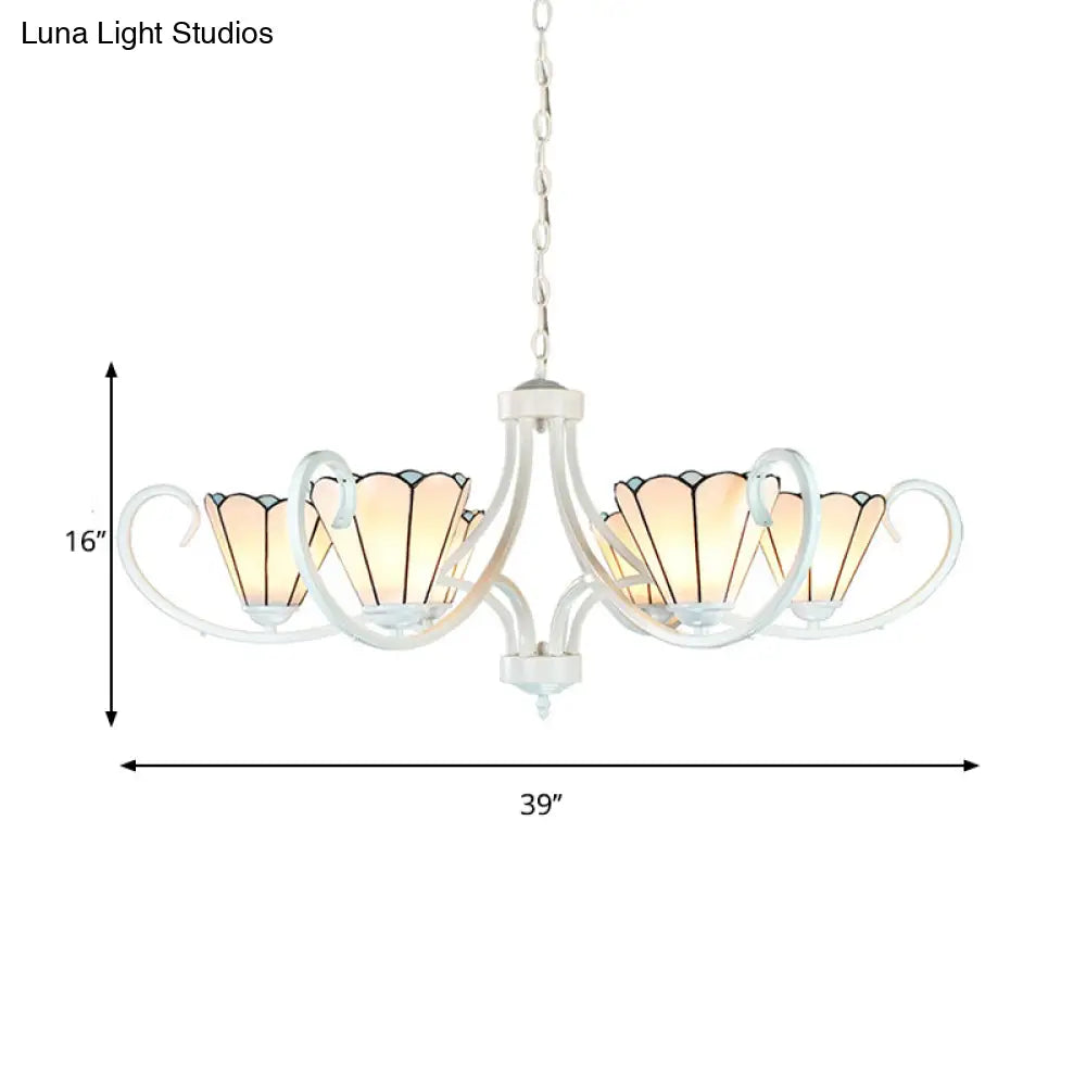 Tiffany Cone Pendant Chandelier With 5/6/8 Traditional Glass Lights For Living Room