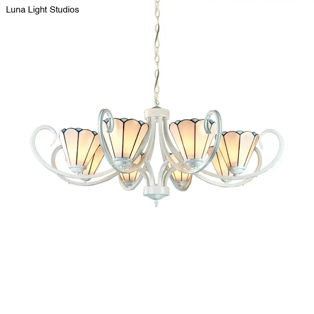 Tiffany Cone Pendant Chandelier With 5/6/8 Traditional Glass Lights For Living Room