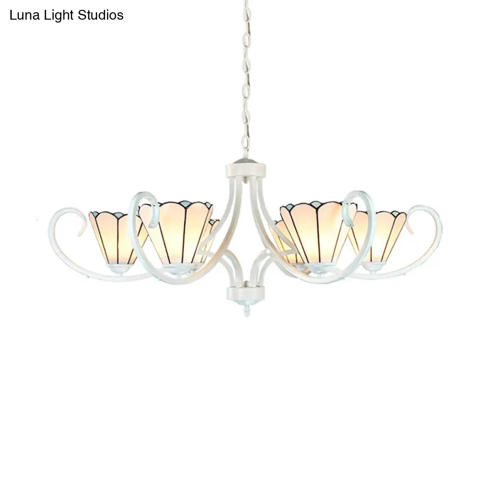 Tiffany Cone Pendant Chandelier With 5/6/8 Traditional Glass Lights For Living Room