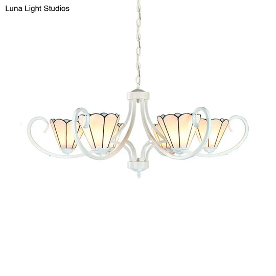 Tiffany Cone Pendant Chandelier With 5/6/8 Traditional Glass Lights For Living Room