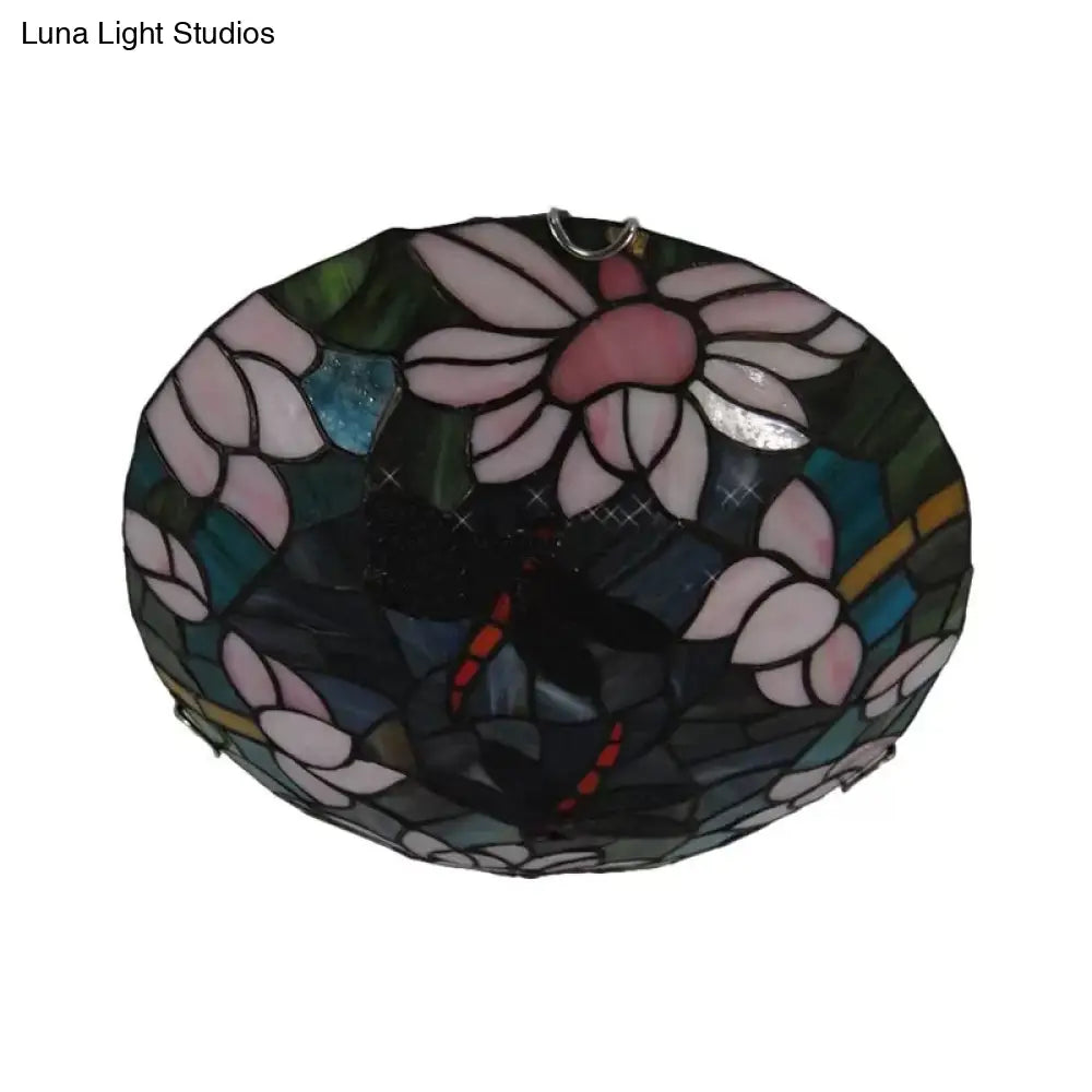 Tiffany Dragonfly Ceiling Light With Stained Glass Shade - Perfect For Living Room!