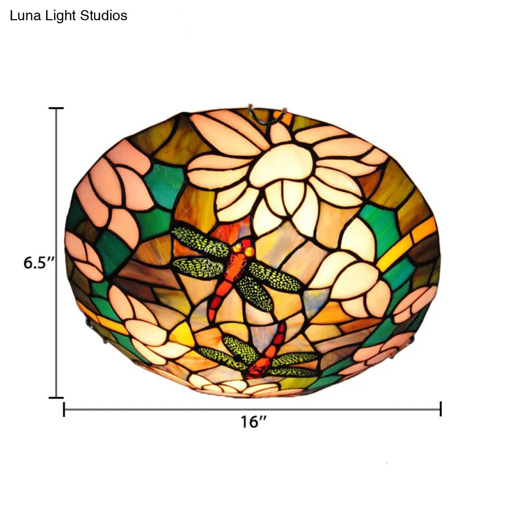 Tiffany Dragonfly Ceiling Light With Stained Glass Shade - Perfect For Living Room!